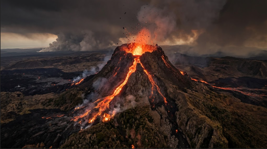 <p><span>A landform formed by the extrusion of lava or the ejection of rock fragments from an opening in the Earth's crust.</span></p>