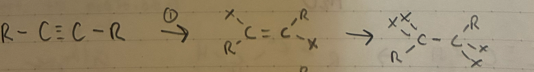 <p>(1) X2</p><p>(2) X2</p><p>(x= I, Br, Cl)</p>