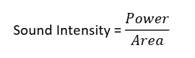 <p>Sound Intensity is defined as power per unit area<br>Unit is Watt per metre squared (Wm<span style="background-color: inherit; line-height: 26.45px;"><sup>-2</sup>)</span></p><p><span style="background-color: inherit; line-height: 26.45px;"><strong>N.B. Sound energy dissipates through all directions like a balloon so Area=</strong></span><strong>4<em>πr</em><sup>2</sup></strong></p>