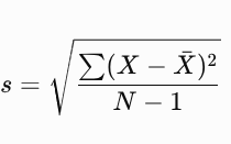 <p>S, uses a square root </p><p>Table: X, Mean, X-Mean, (X-Mean)², SQUARE ROOT ā(x-mean)²/n-1</p>