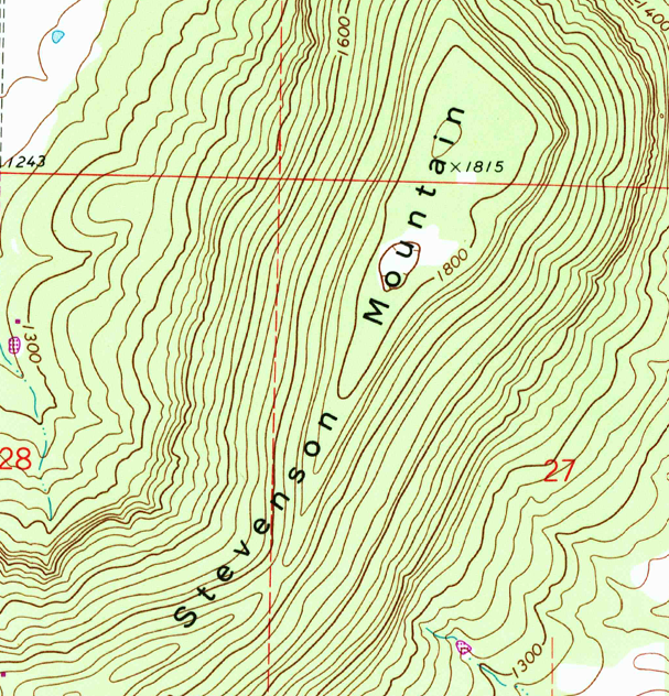 <p>There's an X on top of Stephenson Mountain (The big one in the east). If you hiked to that X, what would you find?</p>