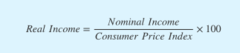 <p>Income divided by the price level.</p><p>EX: If you earned $50,000 last year and will earn $50,000 this year, you will have the same amount of income. However, if inflation changes, the buying power you used to have will be affected. If inflation goes up 2%, the cost of goods essentially goes up 2% as well. Your __________ drops, not because your actual home income changes, but because the amount you can purchase with $50,000 is less this year than it was last year.</p>