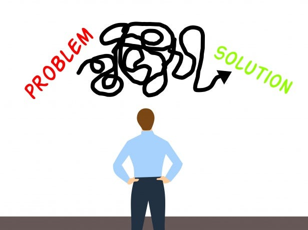 <p>He is trying to _____ problems</p>