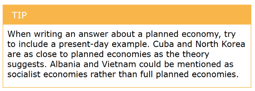 <p>Central plans allocate resources → targets replace market prices → basic needs can be met uniformly, but weak profit incentives and price controls reduce efficiency and innovation.</p>