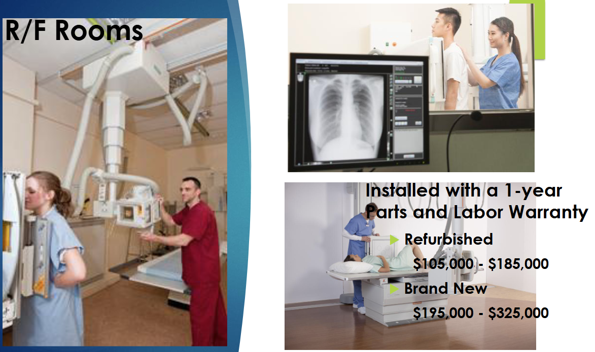 <p>radiography and fluoroscopy room</p><ul><li><p>rooms for diagnostic imaging made form still x-ray images and real time moving images (fluoroscopy) </p></li></ul><p></p>