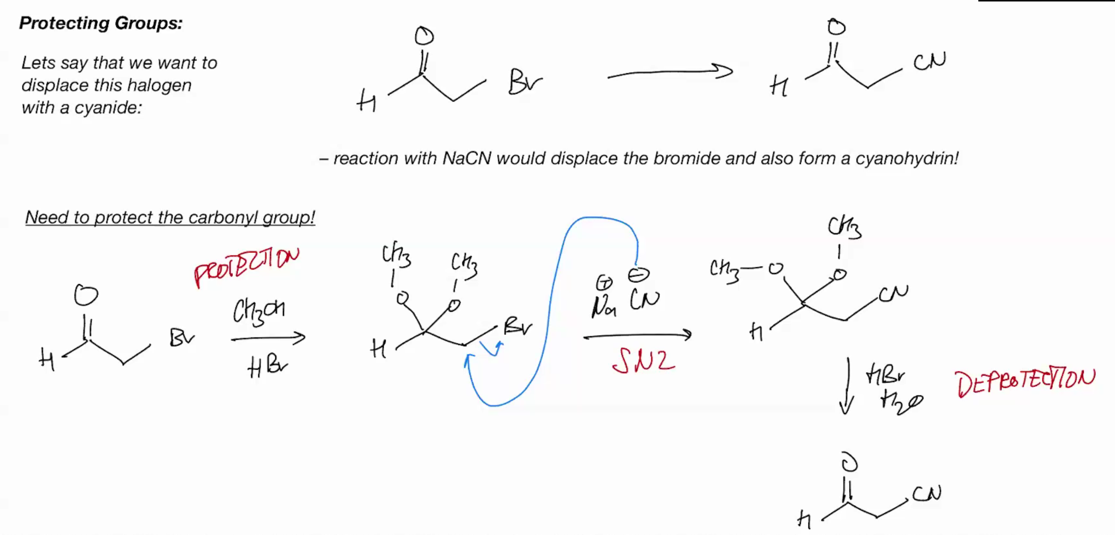 <p>Acetals are stable to base or nucleophiles.</p>