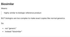 <p>The biological product is highly similar to the reference product</p><p>• Biosimilar does not mean automatic substitution like interchangeables do</p>