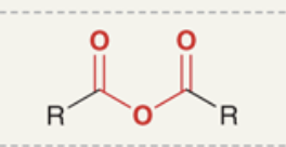 <p>Anhydrides are organic compounds formed from two acyl groups ($$RCO$$) bonded to the same oxygen atom, often resulting from the dehydration of carboxylic acids. </p>