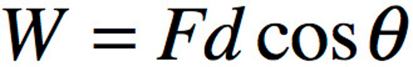 <p>θ = angle between F and the displacement vector. Only forces (or components of forces) that are parallel or anti-parallel to the displacement vector will do work. Max work at cos0 or cos180 = 1 or -1.</p>