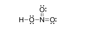 <p>Why is the formula shown below not a correct Lewis structure of nitric acid? Draw an acceptable Lewis structure of nitric acid.</p>