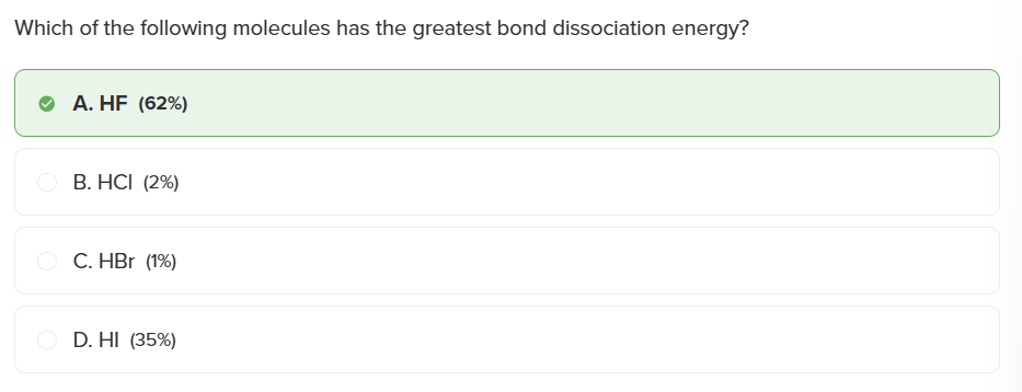 <p>Generally, it increases as the table goes up. The less likely a molecule wants to dissociate, the higher the bond dissociation energy.</p>