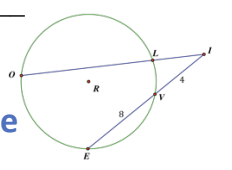 <p>If two secant segments intersect outside of a circle then the product of the lengths of one secant segment and its external part is equal to the product of the lengths of the other secant segment and its external part. (similar triangles</p>