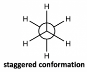 <ul><li><p>Hydrogen atoms are <strong>as far apart as possible </strong>(you can see all Hydrogens)</p></li><li><p>Less electron repulsion</p></li></ul><p>Lowest energy → most stable (If something is not exactly eclipsed, it is staggered)</p>