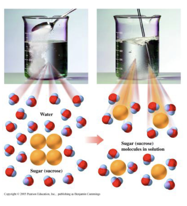 <p><strong>Dissolves</strong> in water as <strong>molecules</strong> and <strong>does</strong> <strong>not</strong> produce ions or electric current</p>