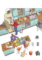 <p>Pièce où l'on prépare les repas.</p>