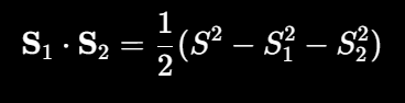 <p>in case of heisenberg coupling, rewrite using total spin, for two spins, s = |s1 - s2| → pick s that minimizes E ~ s(s+1) → degen = 2s + 1</p>