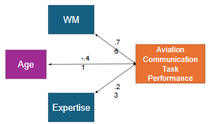 <ul><li><p>Taylor et al. found significant correlations between performance and age, WM + expertise, and when accounting for WM + expertise, variance contributed by age significantly diminishes</p></li><li><p>shows that the relationship between age + aviation (job) performance is explained independently by WM + expertise </p></li></ul><p></p>