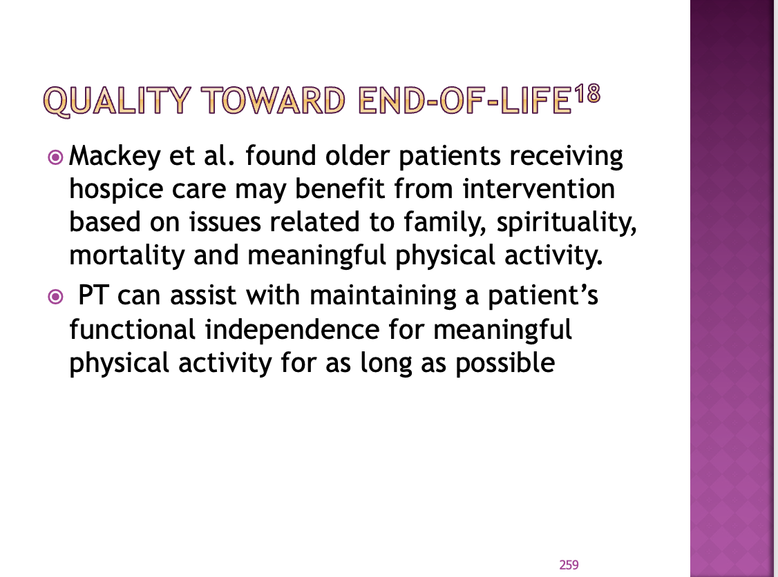 <p><span>Meaningful physical activity: what do they want to do?</span></p><p style="text-align: left;"><span>She has walked a patient on oxygen outside and then passed the following day</span></p>