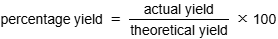 <ul><li><p>find actual yield (usually given)</p></li><li><p>find theoretical yield (calculate using moles and mass)</p></li><li><p>use equation: (actual/theoretical) x 100</p></li></ul><p></p>