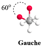 <p>when two bulky groups (usually CH₃ groups) are <strong>60° apart</strong> around a single bond.</p>