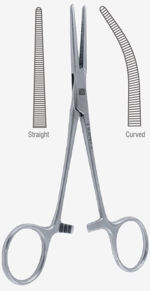 <p>The jaws can be curved or straight and they have horizontal serrations along the length of the jaws. They are used for the occlusion of medium sized vessels.</p>