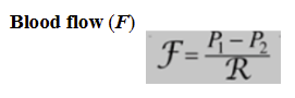 <ol><li><p>pressure difference of the pressure of blood between the two ends of the vessel (pressure gradient)</p></li><li><p>vascular resistence which is the impediment to blood flow through the vessel</p></li></ol><p></p>