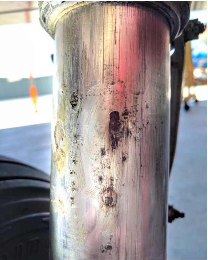 <p>Chromium forms a continuous oxide coating. However, cracks in the plating allow corrosion to originate at the base metal beneath.</p>