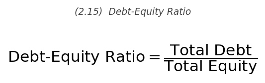 <p>\text{Debt-Equity Ratio} = \dfrac{\text{Total Debt}}{\text{Total Equity}}</p>