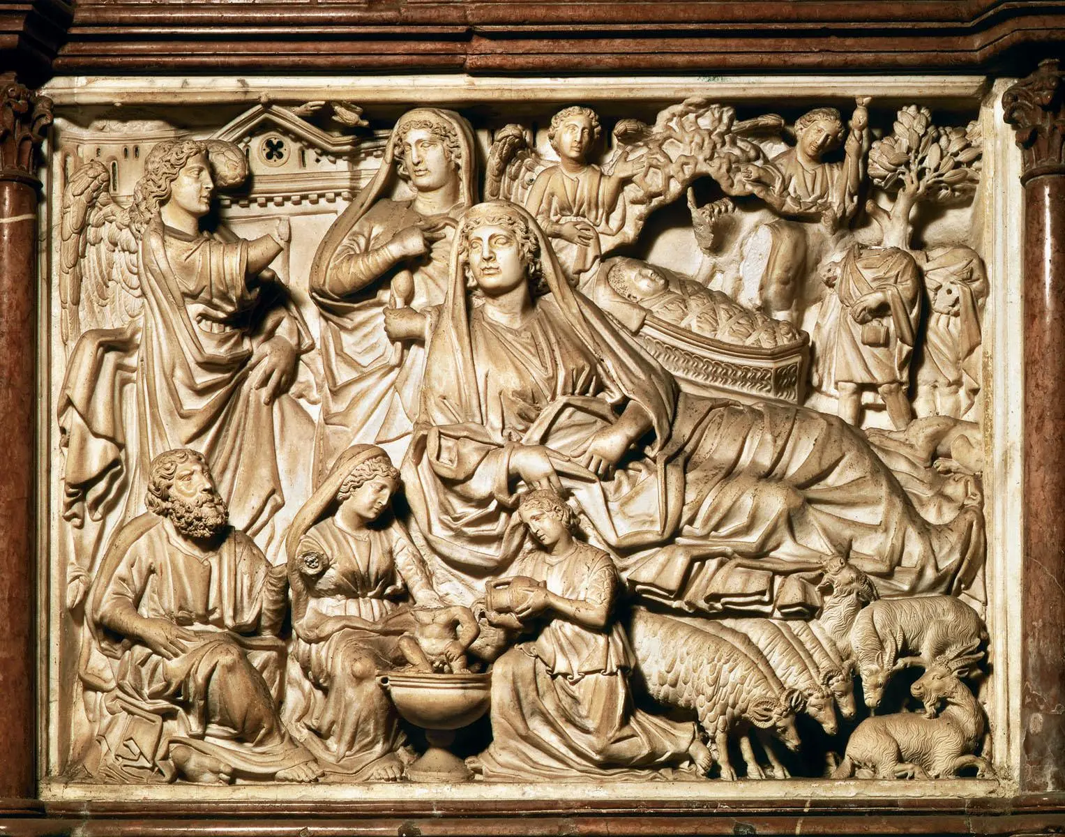 <p>Artist:<br>Title:<br>Period/movement:<br>Format:<br>Material/medium:</p><p><em>Zone 2:</em><br><strong>Recognition clues:</strong> Classical-looking, weighty figures; crowded narrative reliefs; columns supported by lions.<br><strong>Visible evidence:</strong> Drapery, anatomy, and solemn poses recall ancient Roman sarcophagi.<br><strong>Prompt:</strong> Which visible features make this “Proto-renaissance” rather than purely medieval?<br><strong>Psychology/attention:</strong> Familiar bodily weight and dramatic relief make distant sacred history easier to simulate mentally than a flat symbolic diagram.</p><p>Zone 3:</p><p><span data-name="thinking" data-type="emoji">🤔</span> <strong>Human problem/function:</strong><br>Pisano translated ancient Roman sculptural mass and naturalism into Christian narrative. The pulpit shows how artists can reuse the visual authority of an earlier empire to make contemporary religious teaching feel monumental and legitimate. <strong>Portable insight:</strong> Institutions often make new ideas credible by wrapping them in the visual language of an admired past.</p>