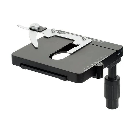 <p>holds the specimen allowing you to move the slide left or right to get the proper view of your specimen</p>
