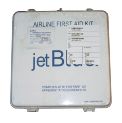 <p>Houses items used to provide basic first aid supplies for injuries. It includes items such as: bandages, swabs, scissors, gloves.</p>