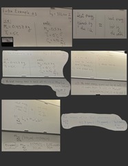 <p>ANSWER: </p><p>Thermal energy is going from water to ice.</p><p> * If not all the ice melts, then we need to use (Q = mL).</p><p> * How much energy is needed to melt the ice?</p><p>The total energy needed to melt all the ice -> Q = mass ice x L.</p><p>-> Q = 0.457 x 333000 = 152181 J.</p><p>If the ice receives this much energy, all of the ice will melt.</p><p>The total energy given up or released by water, if and only if, it cools down to 0 °C -> Q = m(water)c(water)ΔT.</p><p> * Under conditions: water cools from 15 °C -> 0 °C</p><p>Is it going to cool down to 0 °C? Or will it be more than 0 °C?</p><p> * Energy from water -> ice.</p><p> * Water is hot at 15 °C, compared to ice at 0 °C. As water goes down in temperature, it is sending energy to ice. </p><p> * Energy needed to melt all of the ice = 152181 J needed. </p><p>BUT - water going down to 0 °C can only give up 31,425 J. There's not enough energy to melt the ice completely. So, the final temperature has to be 0 °C (since there will still be ice remaining).</p><p>Heat energy gained by ice -> Q = mL</p><p> * The mass used (m) is only the mass that WILL melt.</p><p> * Final equilibrium temperature = 0 °C.</p><p> * 0 °C, so ice remaining = 457 g (started with) - 94 g (lost) = 263 g ice remains.</p>