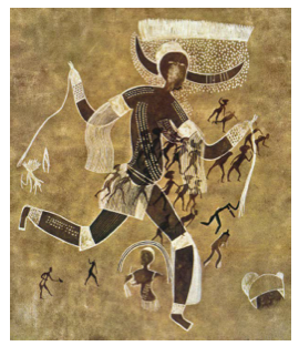 <p>Running horned woman</p>