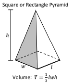 <p>V = (1/3)lwh</p>