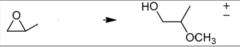<p>attaches at more substituted side and opens epoxide ring (SN2)</p><p>acid-catalyzed opening of an epoxide</p>
