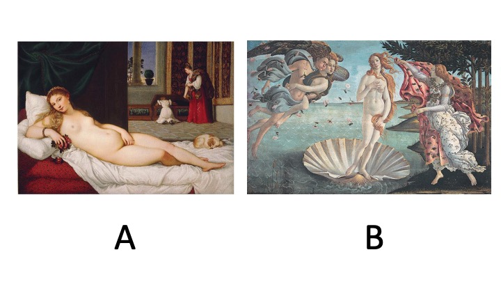 <p>Which image primarily appeals to the senses, rather than the intellect, due to its interaction of colors and contrast of textures?</p>