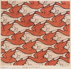 <p>The artwork below BEST demonstrates which mathematical concept frequently explored by Escher?</p>