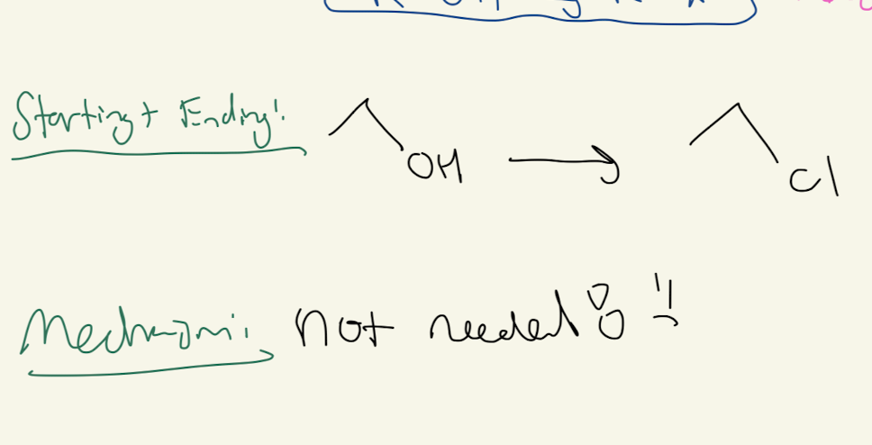 <p>1° and 2° only<br>SN2 Mechanism</p><p><br>So chemists prefer <strong>SOCl₂ or PBr₃</strong> when they want <strong>clean substitution without rearranging the carbon skeleton</strong>.</p>