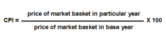 <p>Measures the cost of the market basket of a typical urban American family.</p><p>EX: Calculate the ______ for 2017.</p><p>MB for 2016:$5,000</p><p>MB for 2017: $$5660</p><p>(5660/5000)x100= 113.2</p>