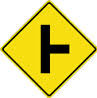 <p>Side Road Ahead</p><p>Another road enters the road from</p><p>the direction shown on the sign.</p>