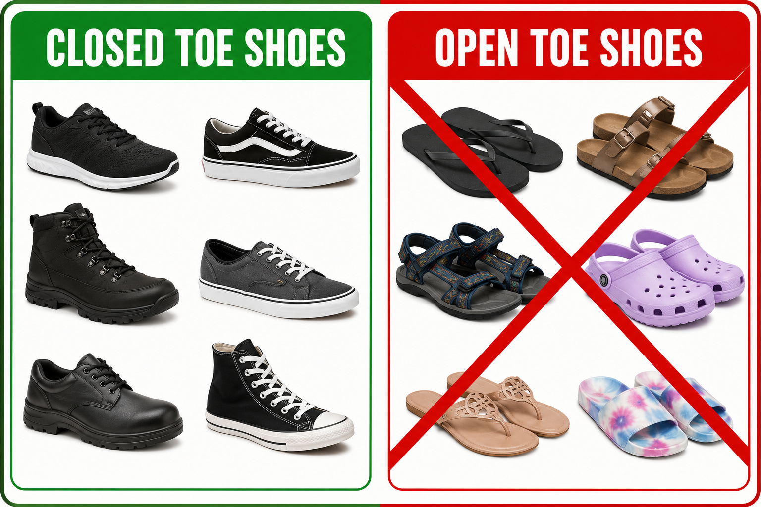 <p>Proper Lab Footwear</p>