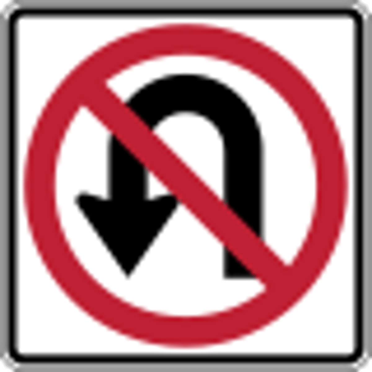 <p>66. This sign means</p><p>A. No stopping.</p><p>B. No left turn.</p><p>C. No U-turn.</p><p>D. Detour ahead</p>
