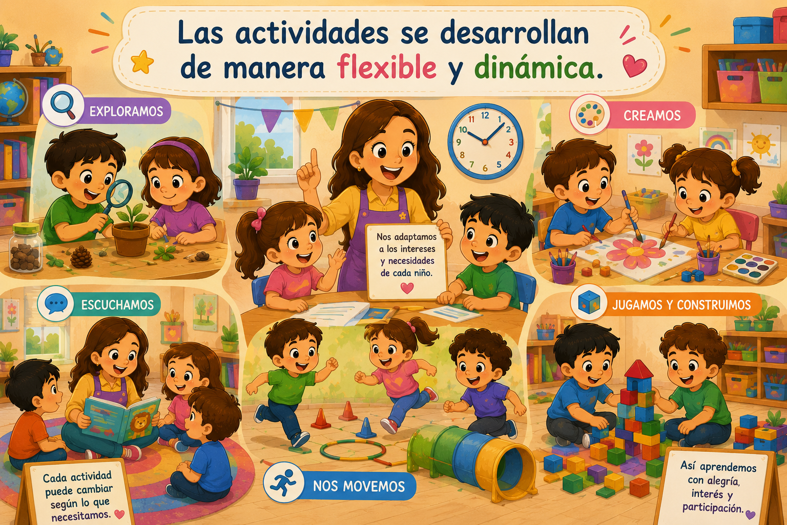 <p>Las actividades se desarrollan de manera flexible y dinámica.</p>