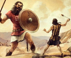 <p>The messiah is descended from the line of David (the kingly line). (According to Matthew who appears in the New Testament Jesus is this messiah). David is the second king of the United Kingdom of Israel. He is also considered the author of The Book of Psalms. According to the Muslim tradition he was a prophet. He fights Goliath (a giant) and wins. Jonathan is Saul's son and he and David are friends. Jonathan helps David escape from the Philistines. Absalom is David's son who betrays his and begins a war against David. Bathsheba (a married woman) is seduced by David and gives birth to Solomon. She is often alluded to as a woman who emasculates men.</p>