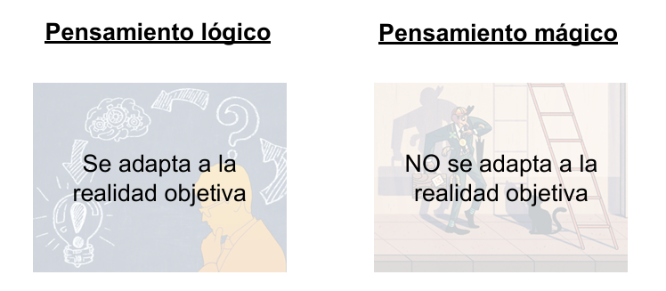 <ul><li><p><span>Pensamiento lógico</span></p></li><li><p><span>Pensamiento mágico</span></p></li></ul><p></p>