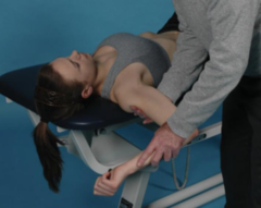<p>Apprehension test with hand under GH joint acting as fulcrum; checks past anterior dislocation.</p>