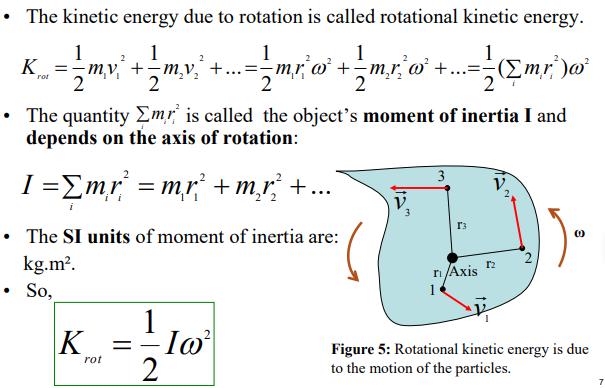 <ul><li><p>the kinetic energy due to rotation is called rotation kinetic energy</p></li></ul><p></p>