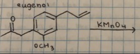 <p>rxn: eugenol acetate + KMnO4</p>