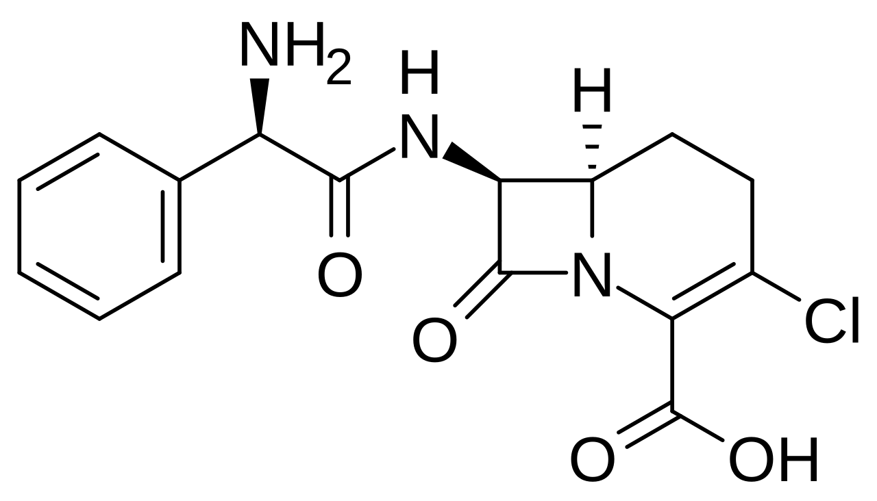 <p>Carbacephem related to cefaclor; S replaced by C in the ring.</p>