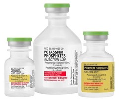 <p>N/A</p><p>Electrolyte Replacement</p><p>Indication(s): Treatment of hypophosphatemia when IV replacement is indicated.</p><p>Warning(s): Contains both phosphorus and potassium; use caution in renal impairment and hyperkalemia. Rapid or excessive administration may cause serious electrolyte disturbances and cardiac arrhythmias.</p><p>Monitor: Phosphorus, potassium, calcium, and renal function</p><p>Side effect(s): Hyperphosphatemia, hyperkalemia, hypocalcemia, hypotension</p><p>Note(s): Consider serum potassium when choosing between potassium phosphate and sodium phosphate.</p>